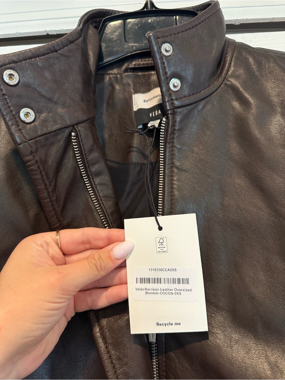 Reformation Harrison Leather Oversized Bomber - Picture 4 of 6